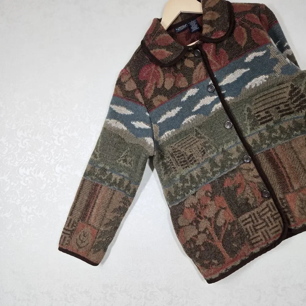 Y2K Sonoma Tapestry Cabin Jacket S Cottagecore Rustic Woodland Barn Coat - Picture 7 of 14